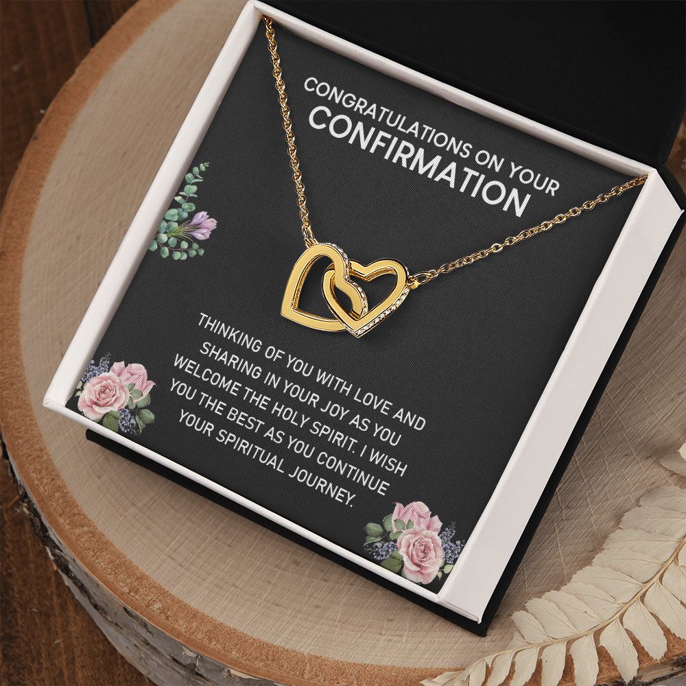 Congratulations On Your Confirmation Love Knot Necklace, Confirmation Gift Interlocking Hearts Necklace