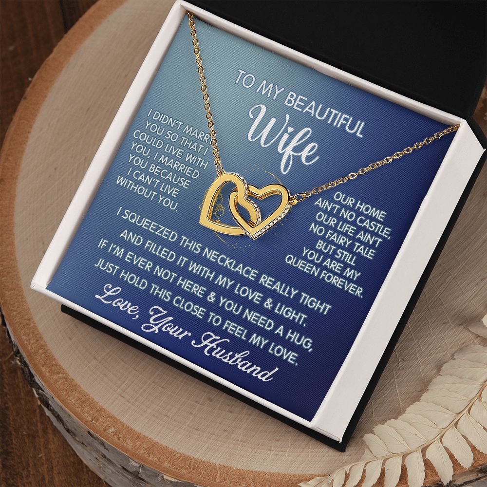 To My Beautiful Wife Necklace, Wedding Anniversary Jewelry For Women, Necklace For Wife from Husband, Gifts For Wife Birthday Gifts Necklace, Jewelry With Message Card In A Gift Box