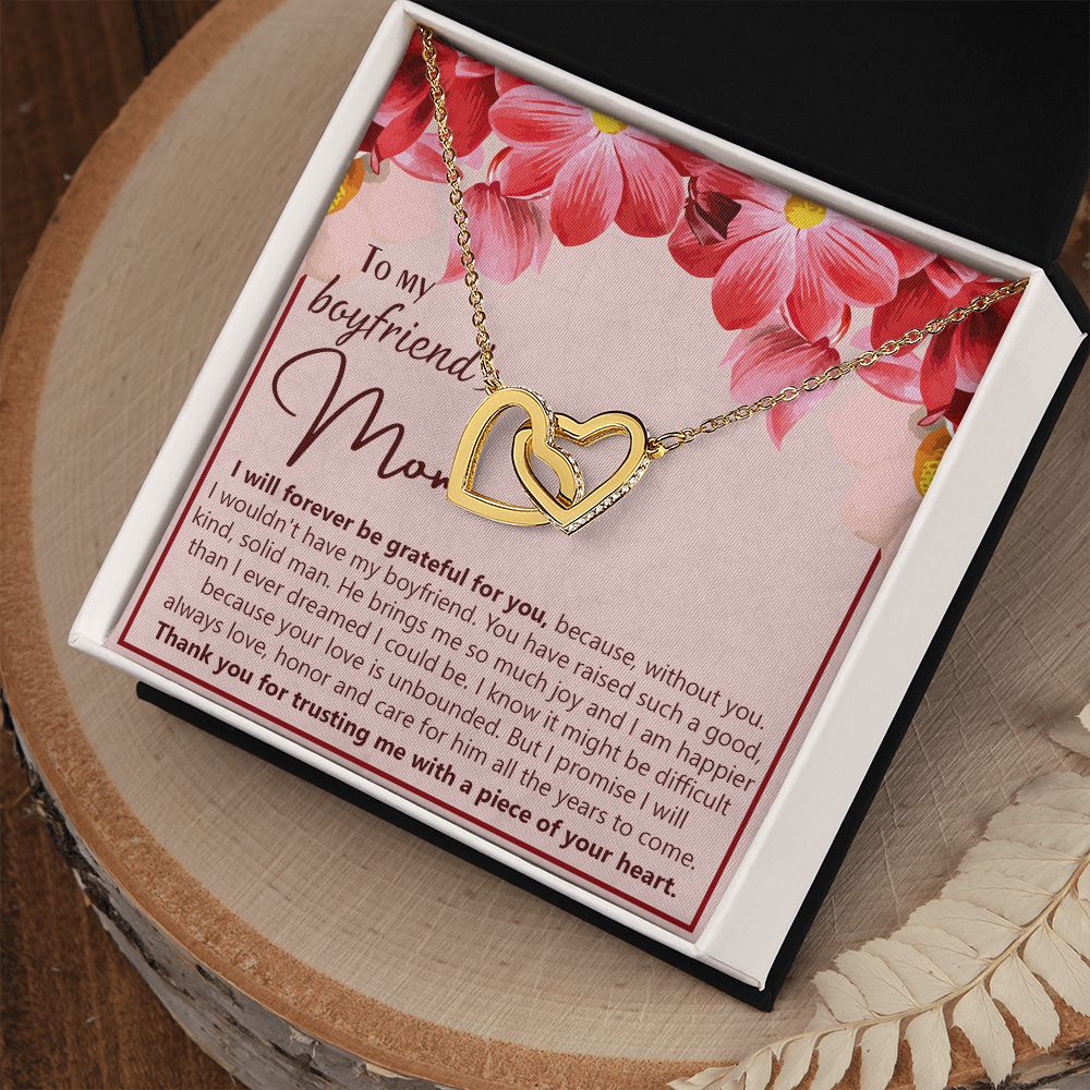 To My Boyfriend's Mom Necklace Jewelry Gift, Mother's Day Gift, Birthday Gift For Boyfriend's Mom, Boyfriend's Mom Meaningful Gift Interlocking Hearts Necklace