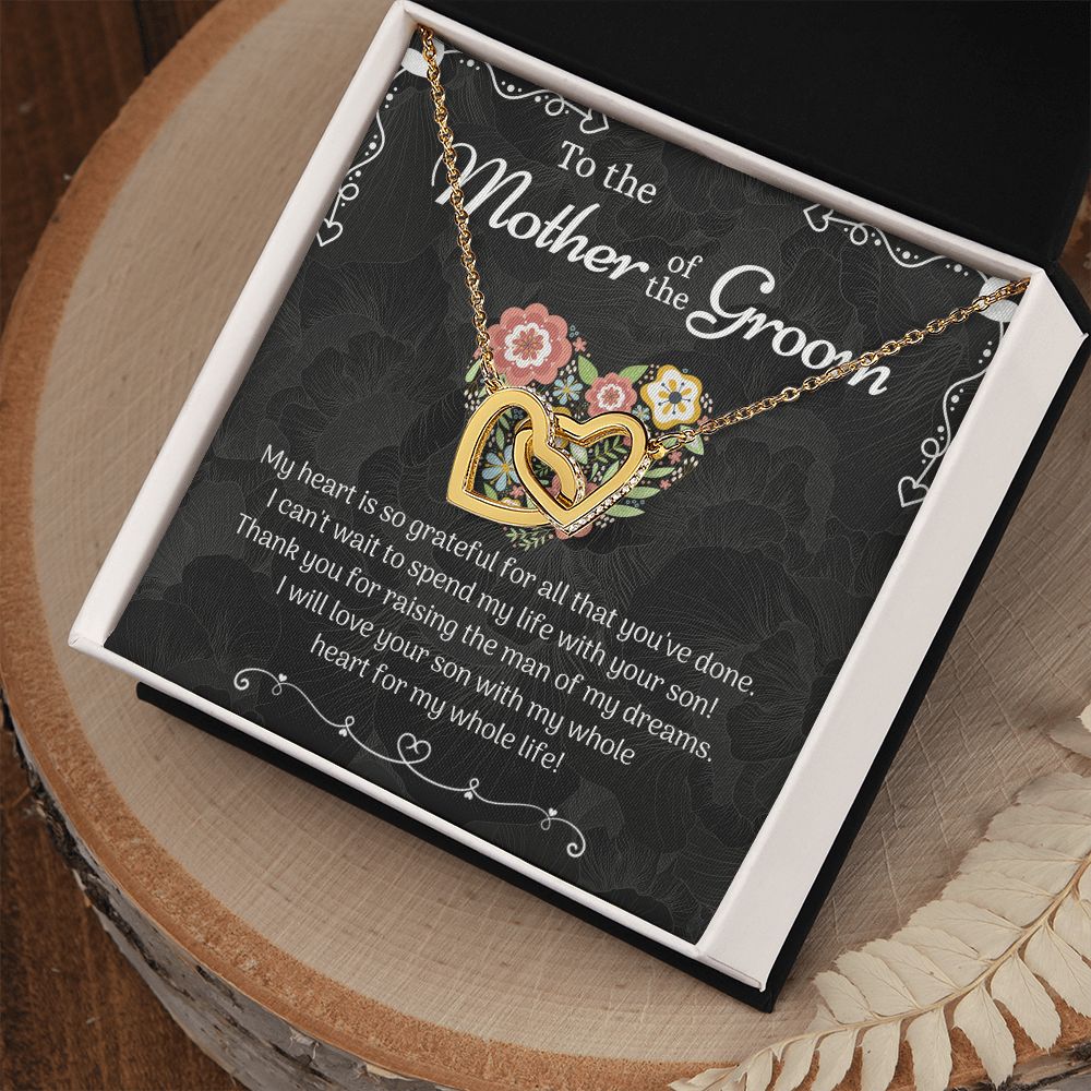 Mother of the Groom Sunflower Bracelet from Bride, Mother of the Groom Jewelry, Unique Mother Of The Groom Wedding Gift, Mom of Groom Gift Interlocking Hearts Necklace