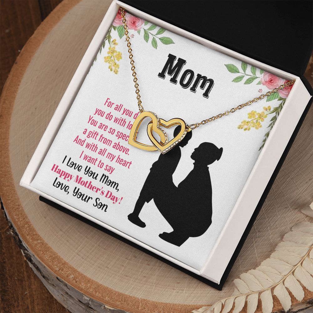 To My Mom Necklace, Gift For Mom, Mother's Day Gift from Daughter, Mom Jewelry Gift for Mothers Day, Birthday Gift for Mother, Moms Gift from Daughter Son, Necklace for Mom Mother22 Interlocking Hearts Necklace