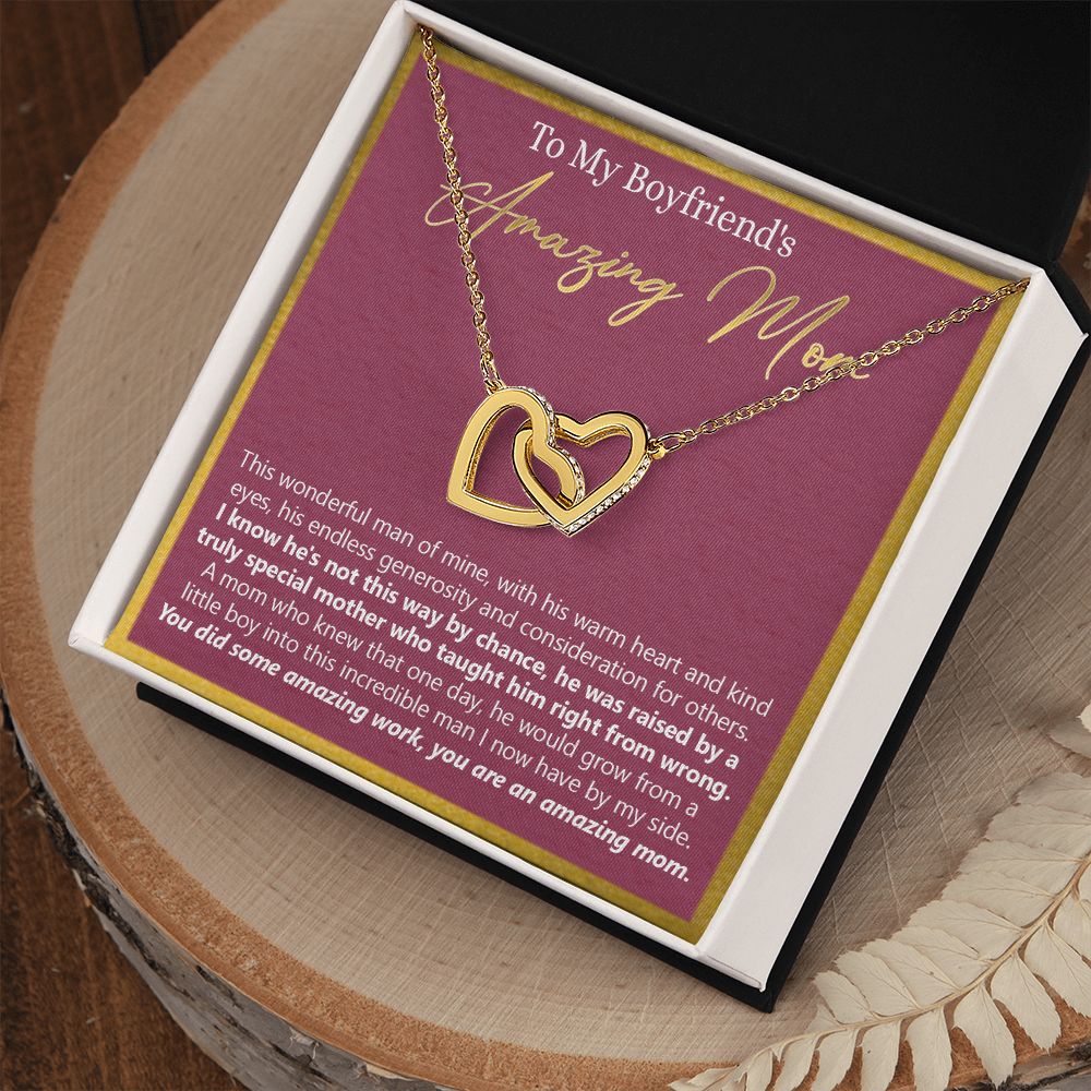 To My Boyfriend's Mom Necklace Jewelry Gift, Mother's Day Gift, Birthday Gift For Boyfriend's Mom, Boyfriend's Mom Necklace Interlocking Hearts Necklace