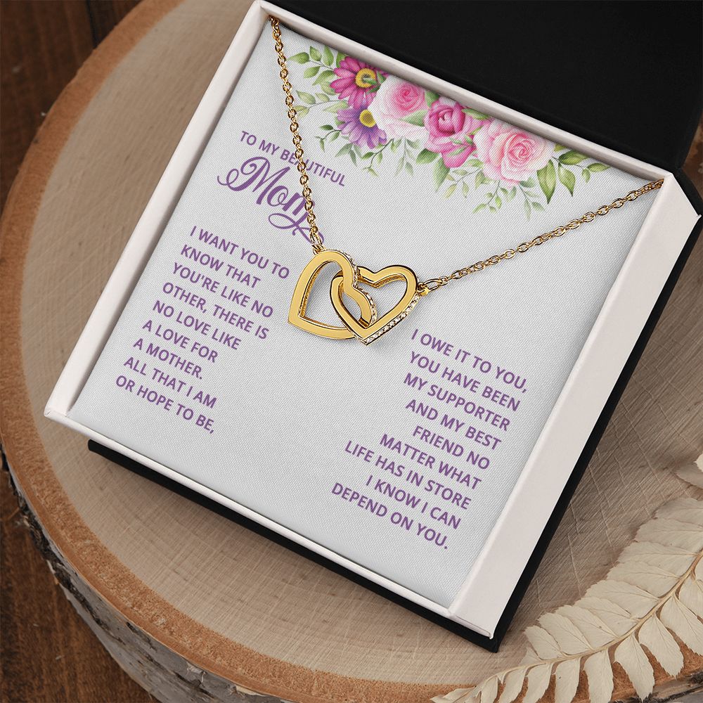 Mom Necklace Gifts for Mom from Daughter to Mom Gifts for Mothers Day from Daughter, To My Mom Necklace from Daughter to Mom Birthday Gifts Necklace with Message Card and Gift Box17 Interlocking Hearts Necklace