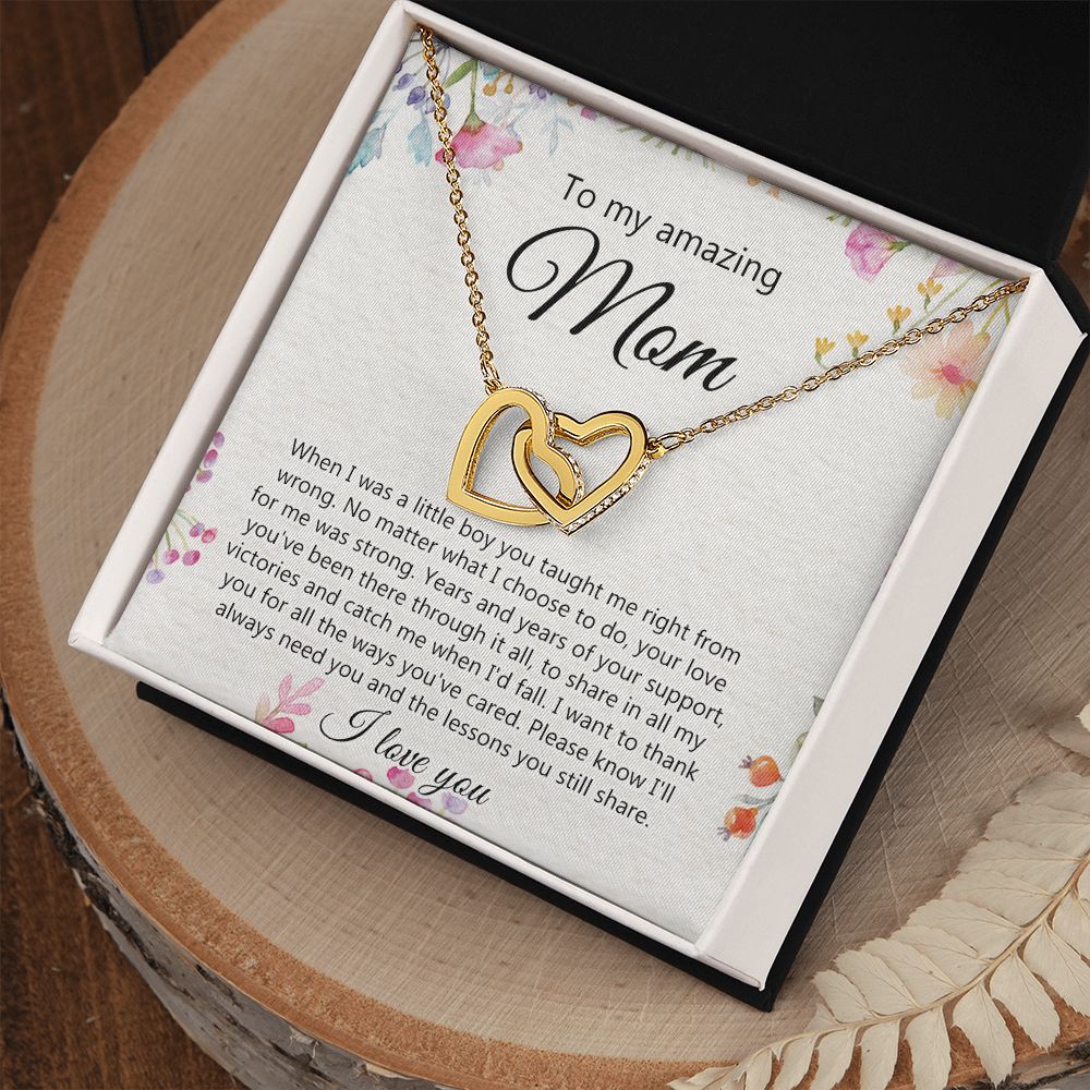 To My Amazing Mom Necklace for Mother Day Gift From Son, Gift For Mom From Son, Necklace Gift For Mom Son Gift For Mother Gift Thank You Mom, Mother Necklace Birthday Gift for Mom Interlocking Hearts Necklace