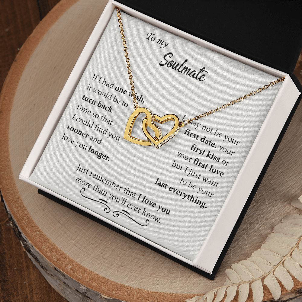 To My Soulmate Necklace for Women Birthday Christmas Jewelry Gifts For My Wife with Message Card Box Personalized Gift Present Pendant for Future Wife Soulmate Girlfriend Love 24 Interlocking Hearts Necklace
