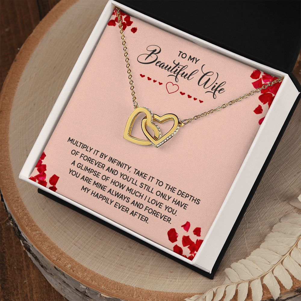 To My Wife Necklace, Luxury Jewelry For Wife, Couples Gifts Neckalce For Wife From Husband, Necklaces Styles On Birthday Christmas Wedding For Women, Interlocking Hearts Necklace For Her