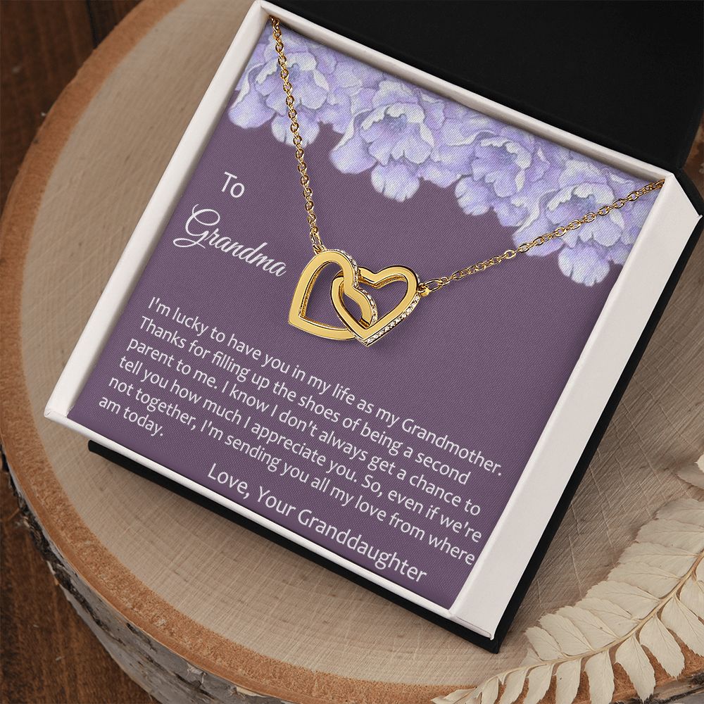 To My Grandma Necklace, Gift for Grandmother Necklace, Mothers Day Gift For Grandma Nana, Grandma Jewelry From Grandchildren GrandKids , Jewelry Box Gift For Grandma Grandmother21 Interlocking Hearts Necklace