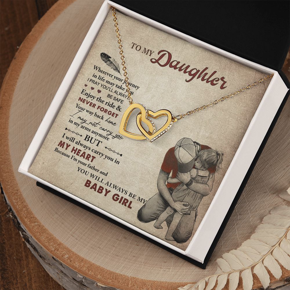 To My Daughter Necklaces Pendants - Father and Daughter Necklace - Gift from Daddy - Luxury Necklace Silver On Birthday, Anniversary - Includes Gift Box Interlocking Hearts Necklace