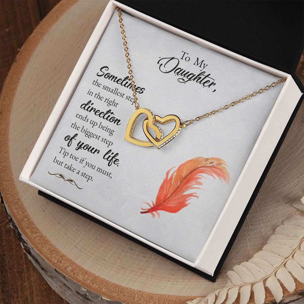 To My Daughter Necklace Pendant Gift From Mom Necklace Tip Toe If You Must With Message Card Gift Box Gift For To Daughter, Daughter In Law On Birthday Anniversary Interlocking Hearts Necklace