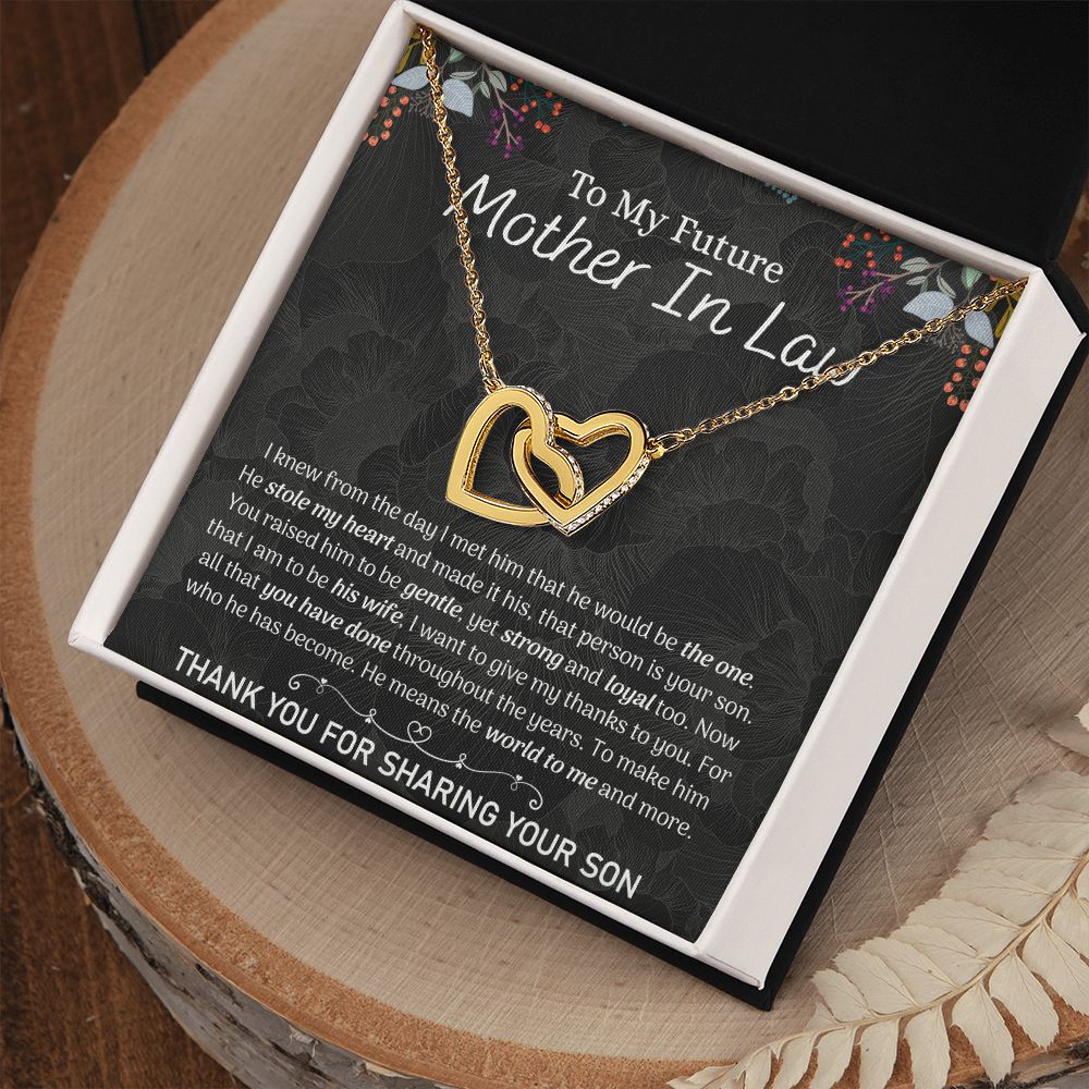 Future Mother In Law Sunflower Bracelet, Mother In Law To Be Gifts, Soon To Be Mother In Law Gifts, Future Mother In Law Birthday Gift Interlocking Hearts Necklace