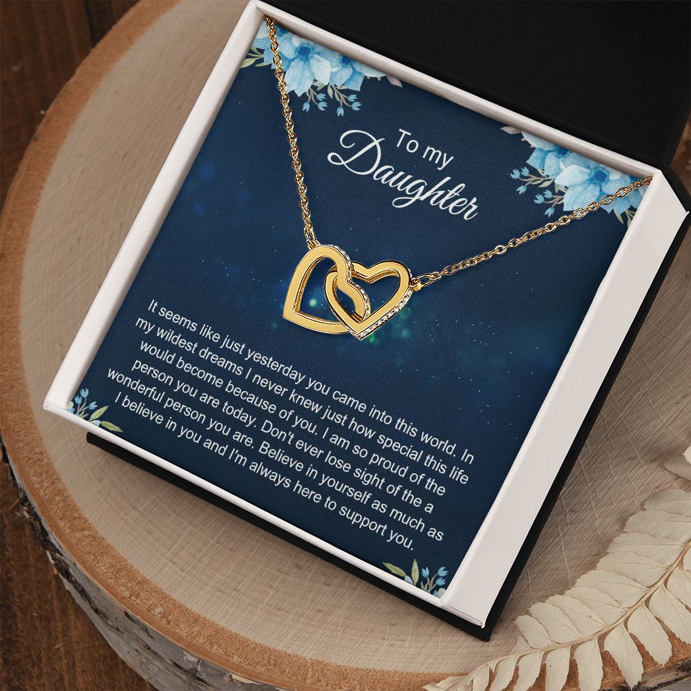To My Daughter Gift Necklace from Mom, Mother and Daughter Necklace for Girls, Mother Daughter Gift Ideas, Jewelry Pendant Interlocking Hearts Necklace