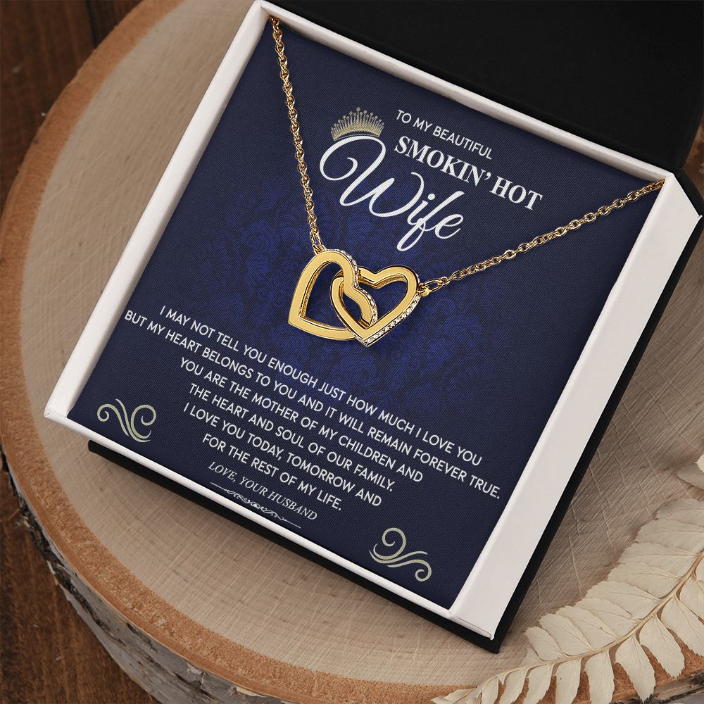 To My Wife Necklace from Husband, Personalized Necklace for Women, Luxury Necklace for Wife from Man Men, Wedding Anniversary Present For Wife, Beautiful Wife Jewelry Christmas Birthday Gift For Wife10 Interlocking Hearts Necklace