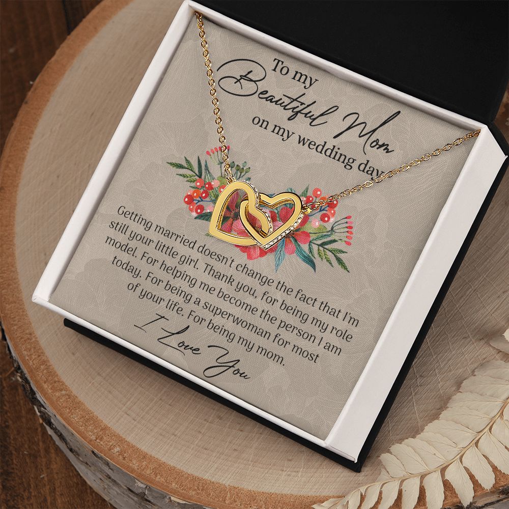 Mom Wedding Gift from Bride, Gift for Mom on Wedding Day, Mother of the Bride Necklace, Wedding Gift for Mom, Bride to Mom Gift Interlocking Hearts Necklace