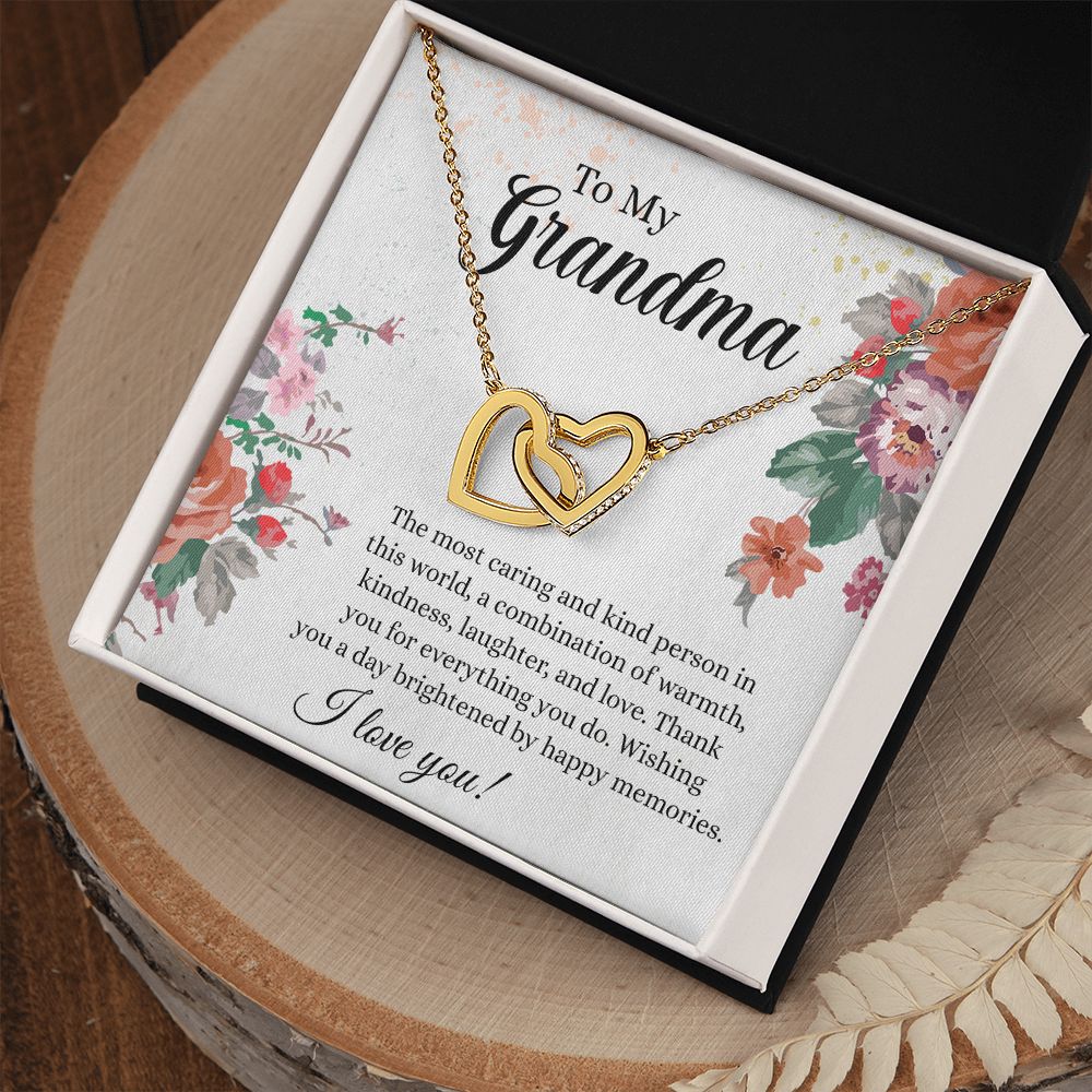 To My Grandma Necklace, Gift for Grandmother Necklace, Mothers Day Gift For Grandma Nana, Grandma Jewelry From Grandchildren GrandKids , Jewelry Box Gift For Grandma Grandmother18 Interlocking Hearts Necklace