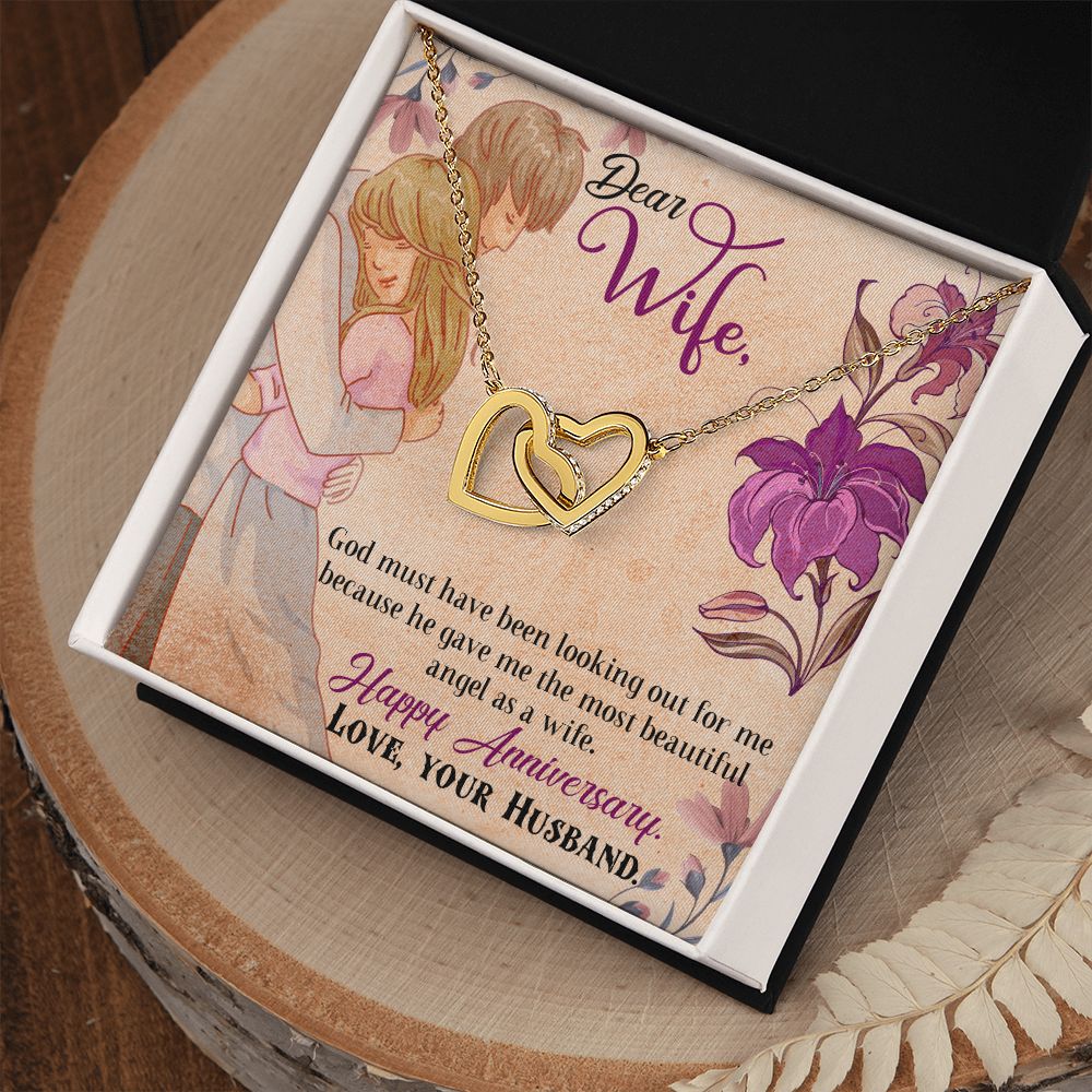 To My Wife Necklace, Wedding Anniversary Jewelry For Women, Necklace For Wife from Husband, Gift For Wife Birthday Gifts From Husband Necklace, Jewelry With Message Card In A Gift Box7 Interlocking Hearts Necklace