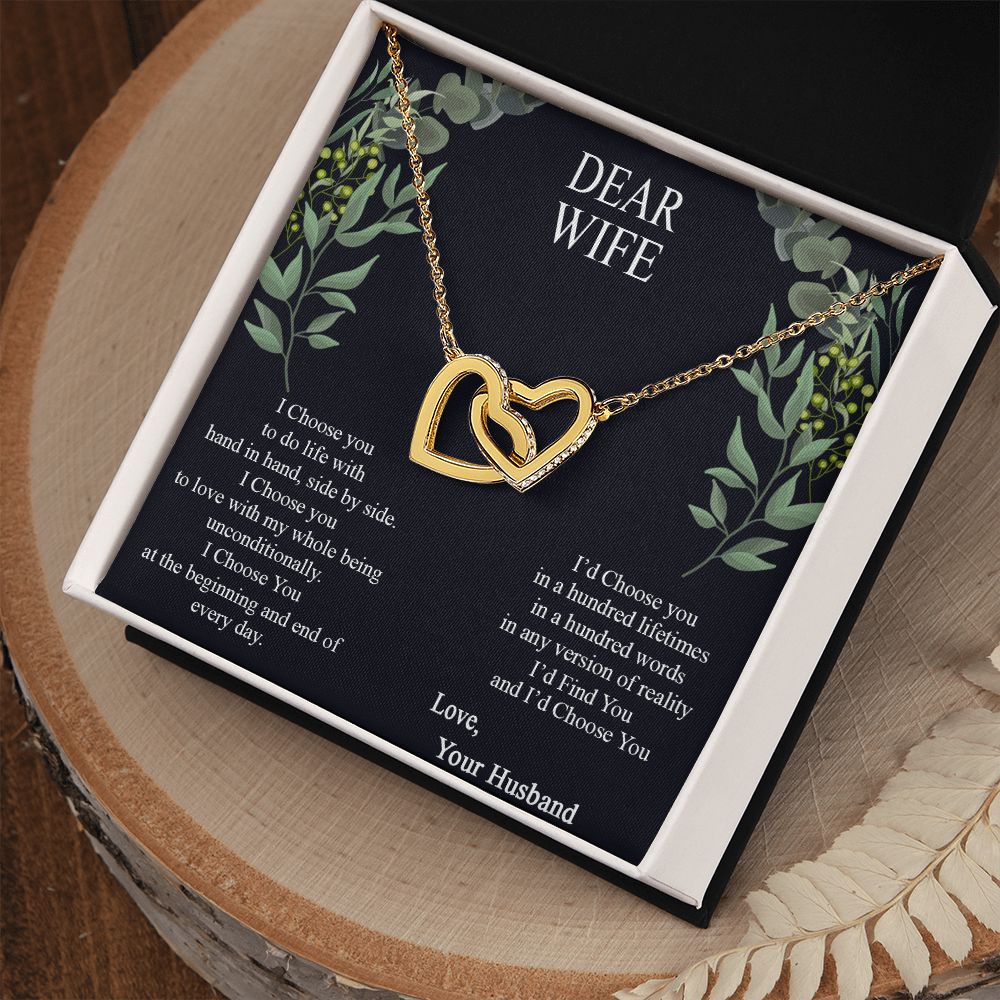 Birthday Gifts For Wife, Necklace Gifts For Wife From Husband, To My Wife Jewelry For Women , To My Wife Necklace  from Husband Wedding Anniversary Present For Wife, Beautiful Wife Jewelry Christmas12 Interlocking Hearts Necklace