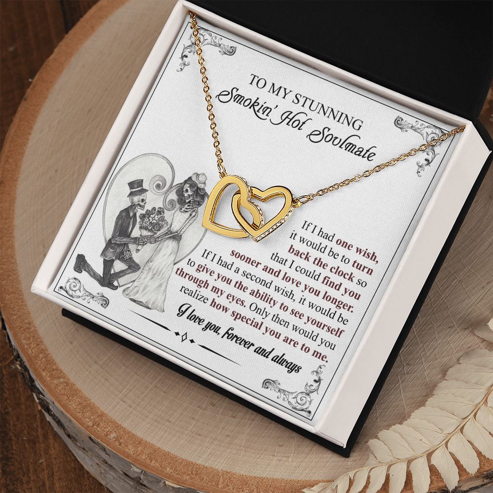 To My Soulmate Necklace for Women Birthday Valentines Day Jewelry Gifts For My Wife with Message Card Box Personalized Gift Present Pendant for Future Wife Soulmate Girlfriend Love 6 Interlocking Hearts Necklace
