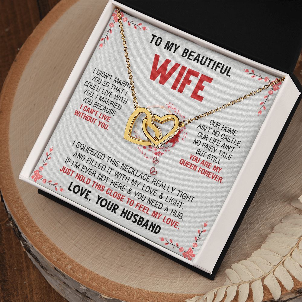 To My Beautiful Wife Necklace, Wedding Anniversary Jewelry For Women, Necklace For Wife from Husband, Gifts For Wife Birthday Gifts Necklace, Jewelry With Message Card In A Gift Box