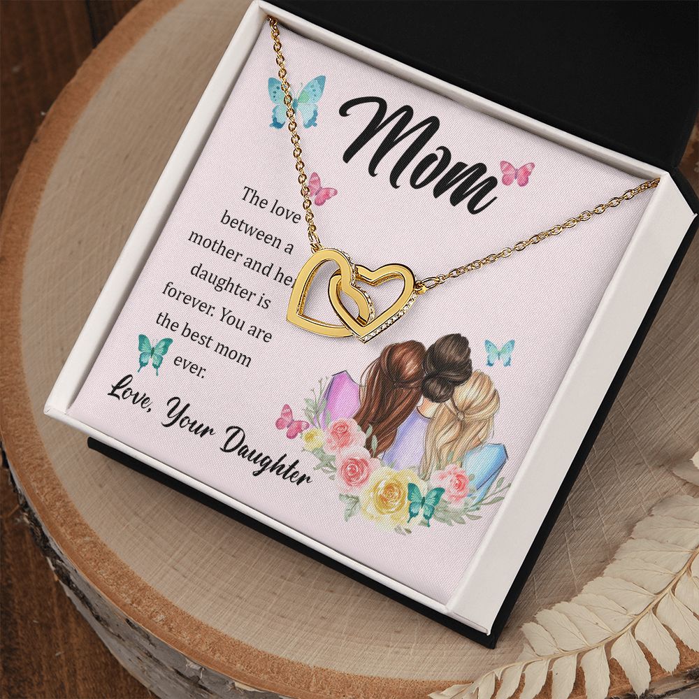 Mom Necklace Gifts for Mom from Daughter to Mom Gifts for Mothers Day from Daughter, To My Mom Necklace from Daughter to Mom Birthday Gifts Necklace with Message Card and Gift Box21 Interlocking Hearts Necklace