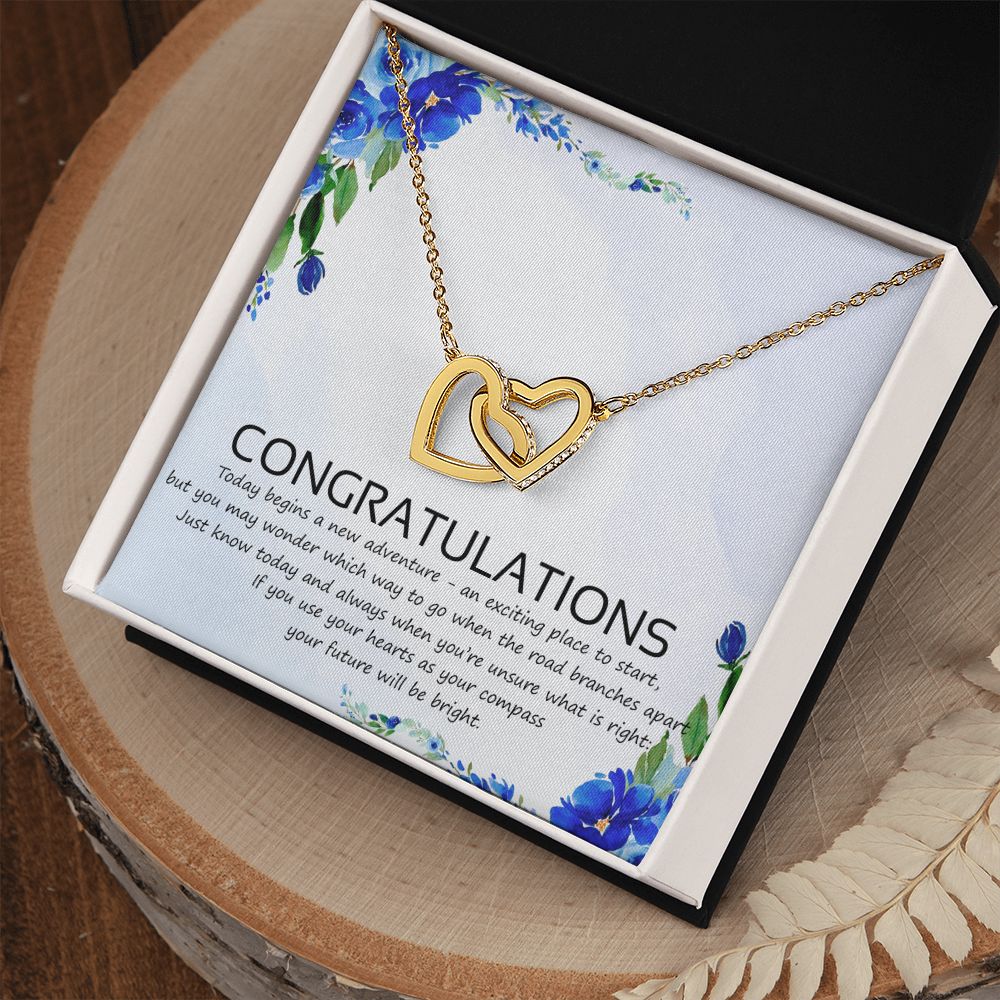 Graduation Compass Necklace - Perfect gift to say congratulations to high school Congrats Graduation Pendants Gift For Daughter, Granddaughter, Niece, Sister Interlocking Hearts Necklace