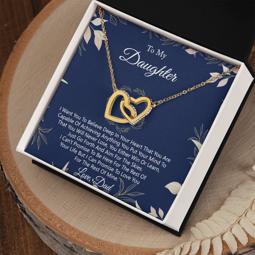 Gift For Daughter from Dad Daughter Father Necklace for Daughter Gift from Dad To My Daughter Necklace Daughters Birthday Christmas Jewelry Birthday Gifts for Women Girls Interlocking Hearts Necklace