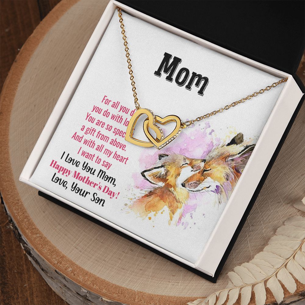 Mom Necklace Gifts for Mom from Daughter to Mom Gifts for Mothers Day from Daughter, To My Mom Necklace from Daughter to Mom Birthday Gifts Necklace with Message Card and Gift Box2241 Interlocking Hearts Necklace