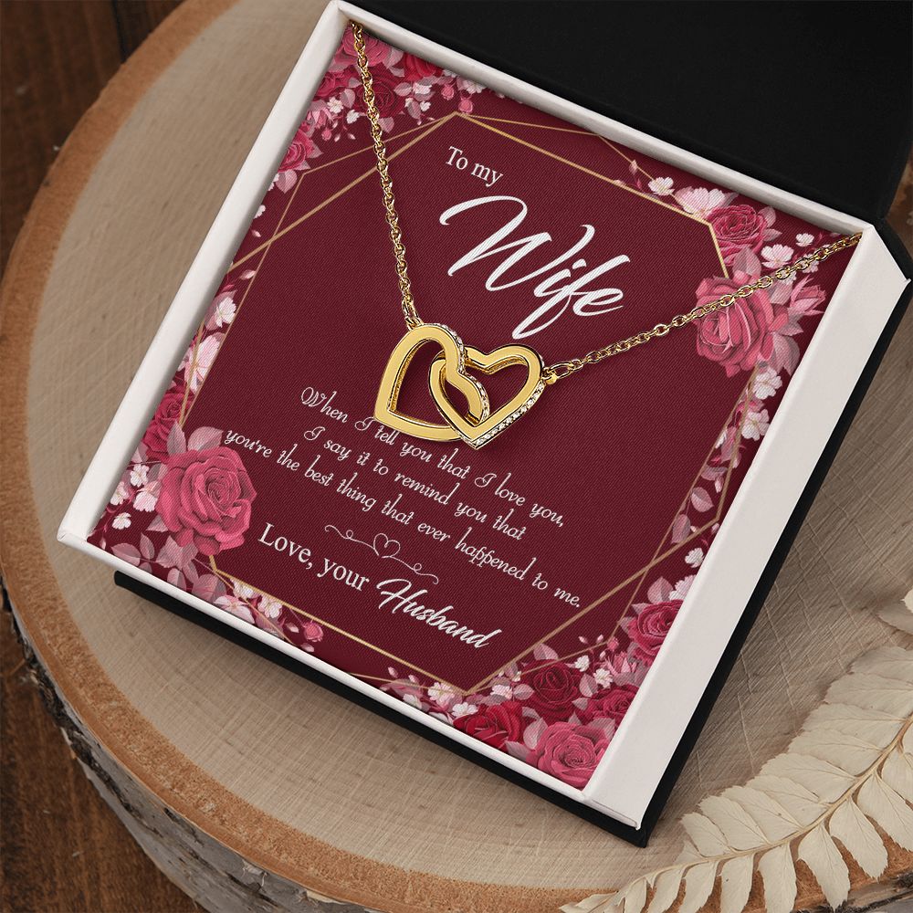 To My Wife Necklace Pendant Gift From Husbnd Habby Birthday Jewelry with Message Card and Gift Box. Wife Necklace Gift for Wife from Husband Valentine's Day Gift For Wife Future Wife Interlocking Hearts Necklace