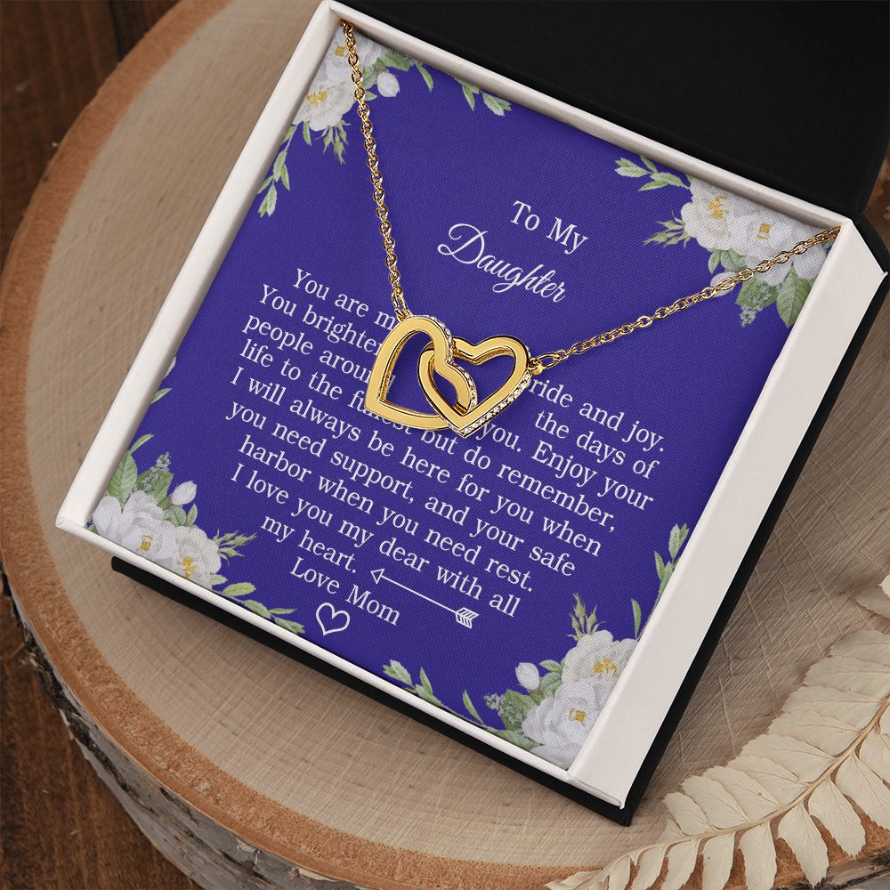 Mother Daughter Gift Ideas, To My Daughter Gift Necklace from Mom, Jewelry Pendant Present for Daughter, Birthday Christmas Gift Graduation Gifts for Daughters, Mother and Daughter Necklace 2137 Interlocking Hearts Necklace