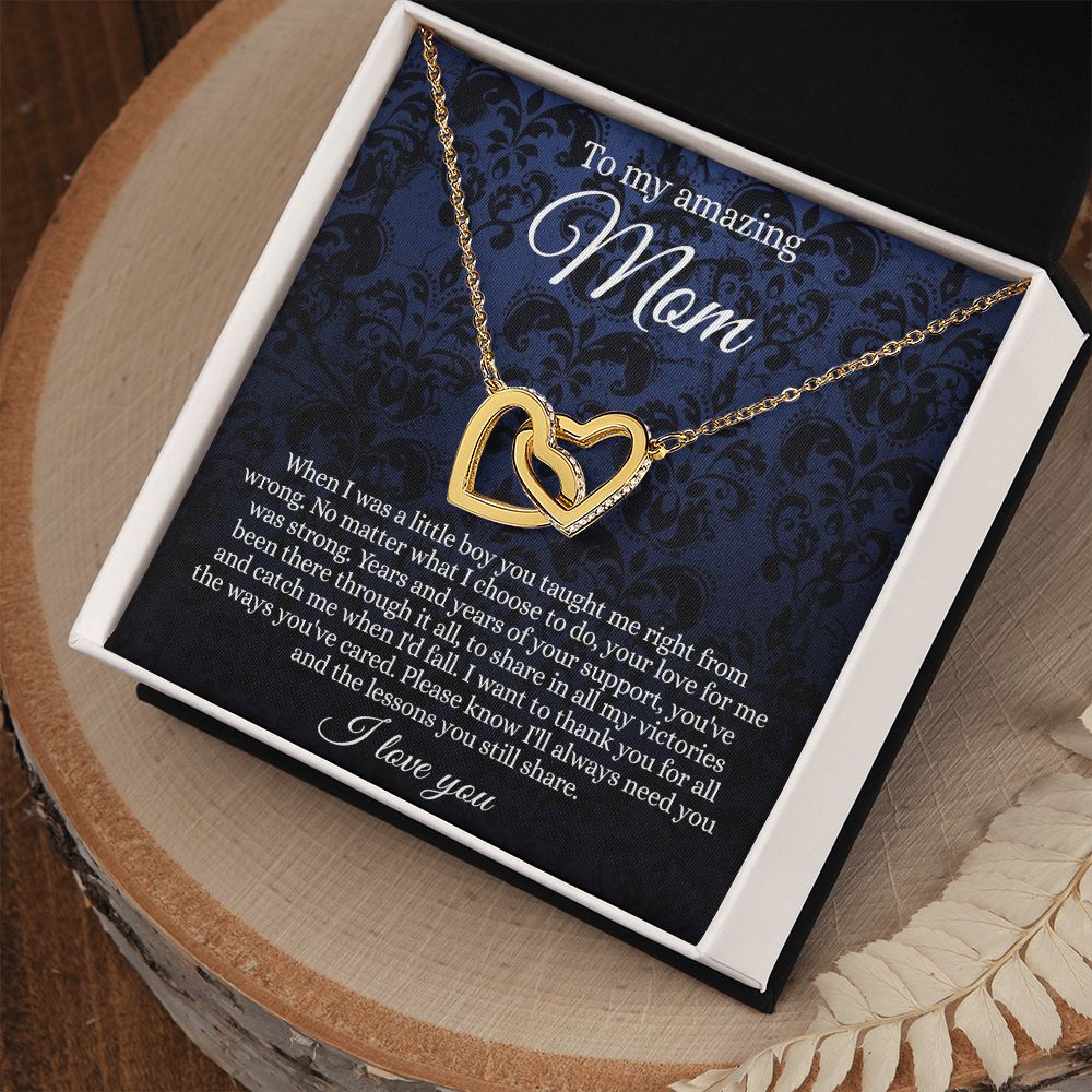 Gift for Mom Necklace, To My Beautiful Mom Love Knot Necklace Card, Mother’s Day Gift For Mom From Son, Thank You Mom Gift, Custom Jewelry Necklace For Mom Interlocking Hearts Necklace