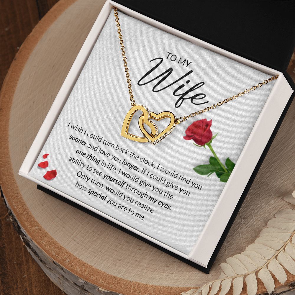 Birthday Gifts For Wife, Necklace Gifts For Wife From Husband, To My Wife Jewelry For Women , To My Wife Necklace  from Husband Wedding Anniversary Present For Wife, Beautiful Wife Jewelry Christmas22 Interlocking Hearts Necklace