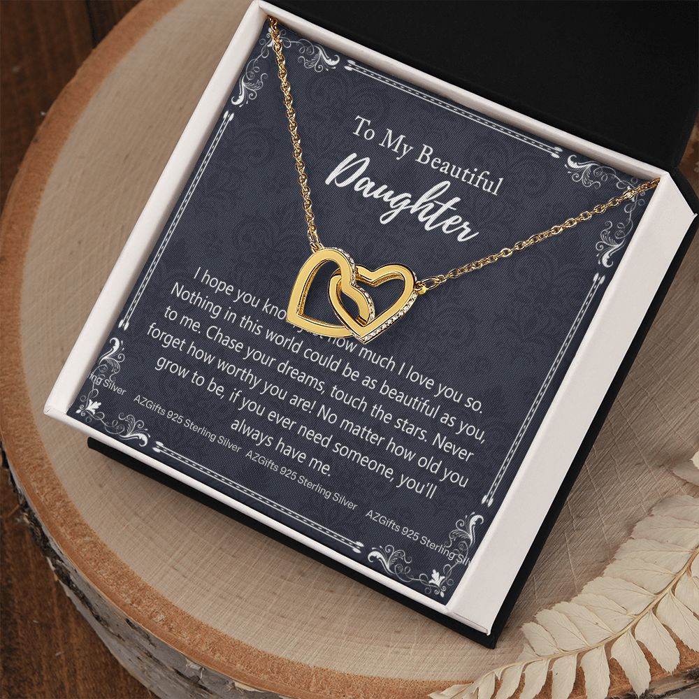To My Daughter Necklaces Pendants - Father and Daughter Necklace - Gift from Daddy - Luxury Necklace Silver On Birthday, Anniversary - Includes Gift Box Interlocking Hearts Necklace