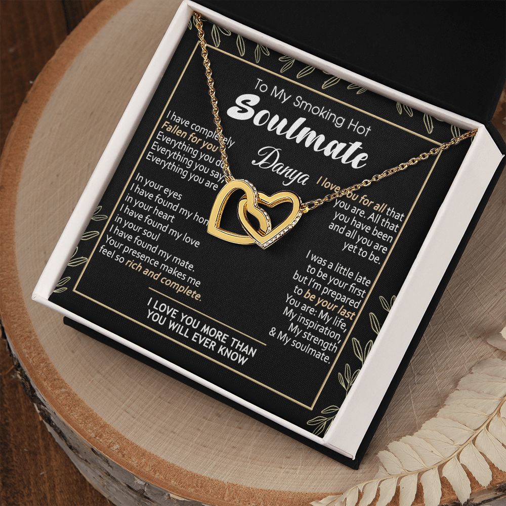 To My Smokin Hot Soulmate Necklace - Wife Gifts From Husband To My Wife Necklace, Gift for Her Romantic, Girlfriend Gifts Necklace for Wife from Men Includes Message Card and Gift Box 7 Interlocking Hearts Necklace