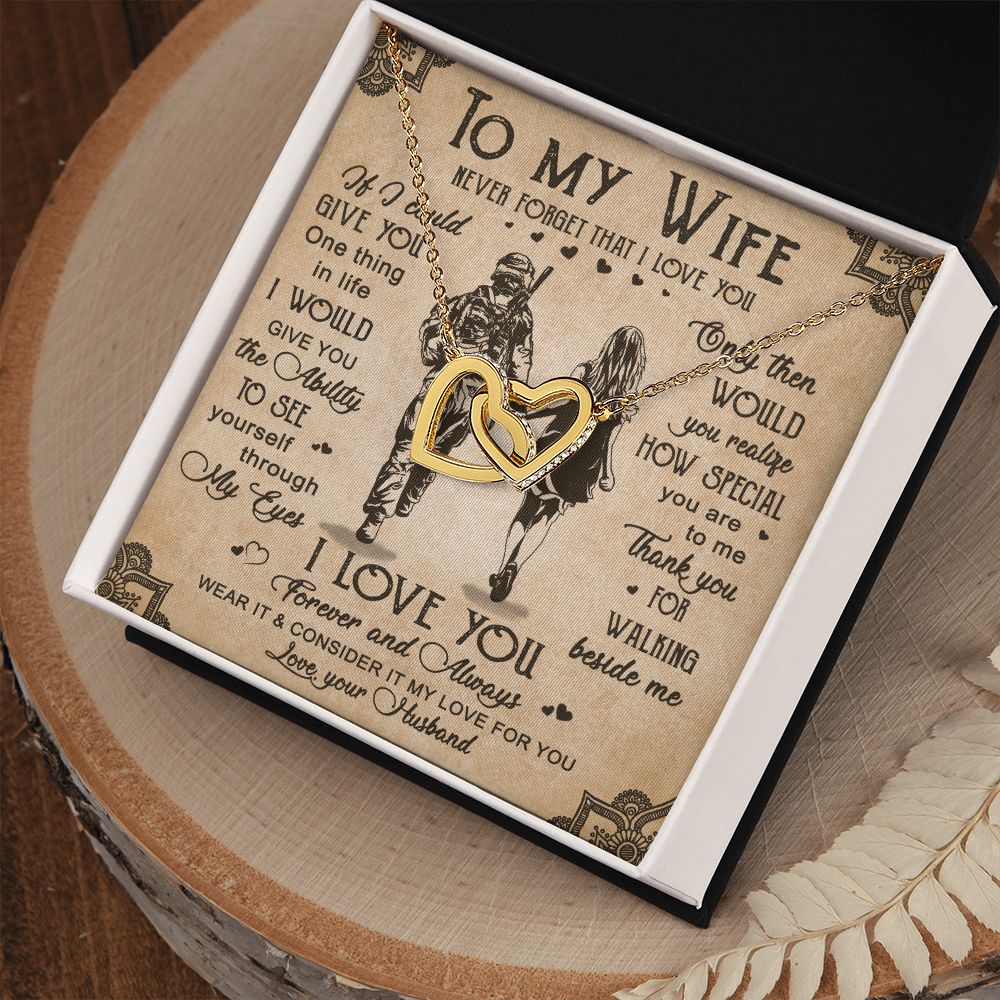 Birthday Gifts For Wife, Necklace Gifts For Wife From Husband, To My Wife Jewelry For Women , To My Wife Necklace  from Husband Wedding Anniversary Present For Wife, Beautiful Wife Jewelry Christmas20 Interlocking Hearts Necklace