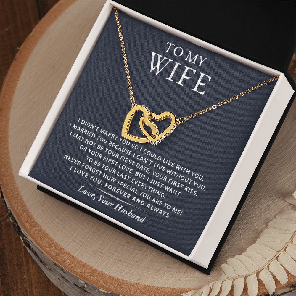 To My Wife Necklace from Husband, Personalized Necklace for Women, Luxury Necklace for Wife from Man Men, Wedding Anniversary Present For Wife, Beautiful Wife Jewelry Christmas Birthday Gift For Wife16 Interlocking Hearts Necklace