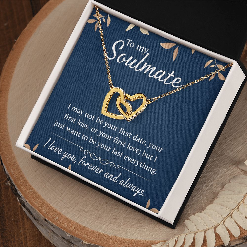 To My Soulmate Necklace for Women Birthday Christmas Jewelry Gifts For My Wife with Message Card Box Personalized Gift Present Pendant for Future Wife Soulmate Girlfriend Love 21 Interlocking Hearts Necklace