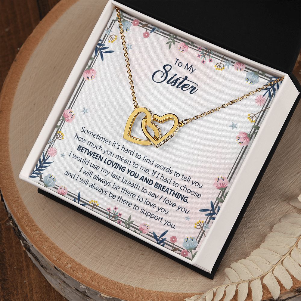 To My Sister Necklace Pendant Inspirational Jewelry For Women Teen Girl Family and Friendship Gifts Sisters Gifts Idea Sister Jewelry Necklace for Sisters Sentimental Gifts for Sister 301 Interlocking Hearts Necklace