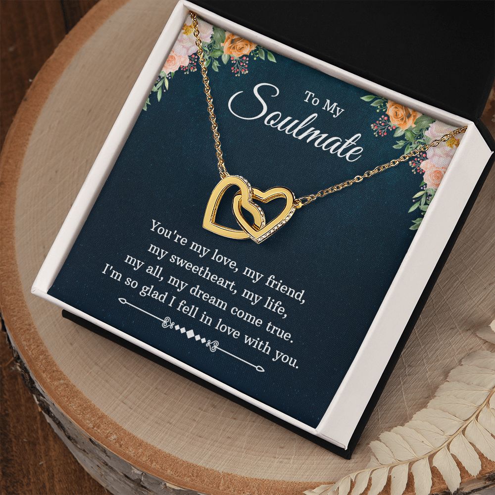 To My Soulmate Necklace for Women Birthday Christmas Jewelry Gifts For My Wife with Message Card Box Personalized Gift Present Pendant for Future Wife Soulmate Girlfriend Love 10 Interlocking Hearts Necklace