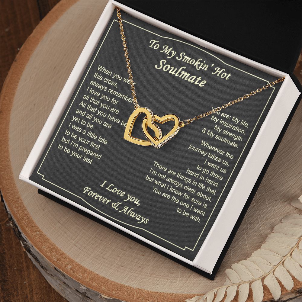 To My Smokin Hot Soulmate Necklace - Wife Gifts From Husband To My Wife Necklace, Gift for Her Romantic, Girlfriend Gifts Necklace for Wife from Men Includes Message Card and Gift Box 4 Interlocking Hearts Necklace