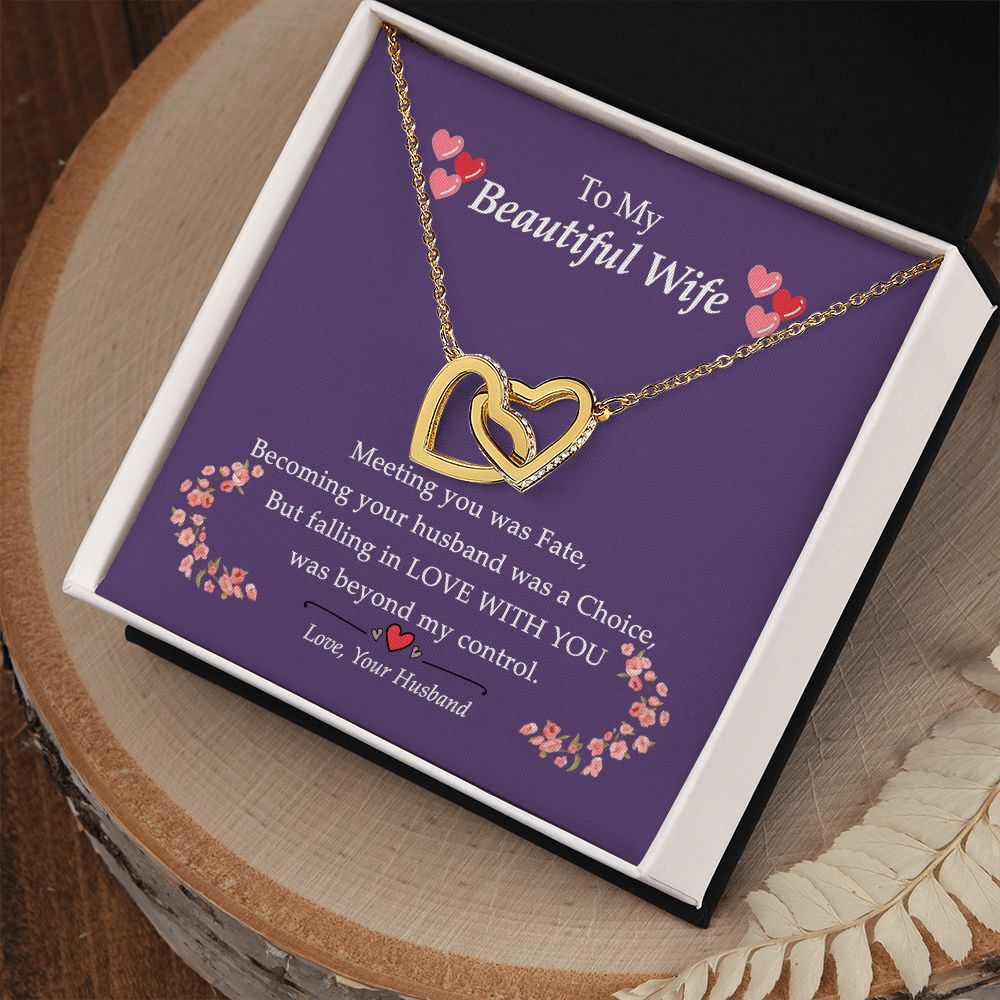 To my Beautiful Wife Necklace, Birthday For Wife Anniversary From Husband, Wedding, Anniversary, Gift for Wife, Interlocking Hearts Necklace for Wife Luxury Jewelry styles On Birthday, Xmas, Anniversary
