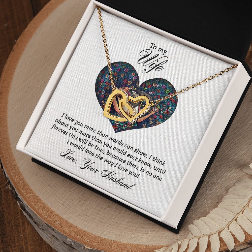 Birthday Gifts For Wife, Necklace Gifts For Wife From Husband, To My Wife Jewelry For Women , To My Wife Necklace  from Husband Wedding Anniversary Present For Wife, Beautiful Wife Jewelry Christmas23 Interlocking Hearts Necklace