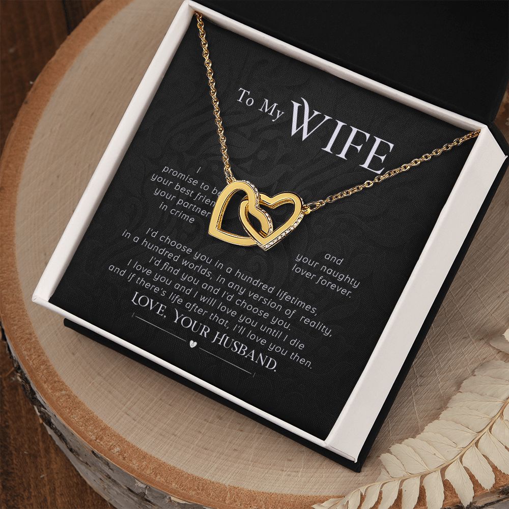 To My Wife Necklace Pendant Gift From Husband I'll Love You Then With Message Card and Gift Box. Valentine's Day Gift For Wife Future Wife Interlocking Hearts Necklace
