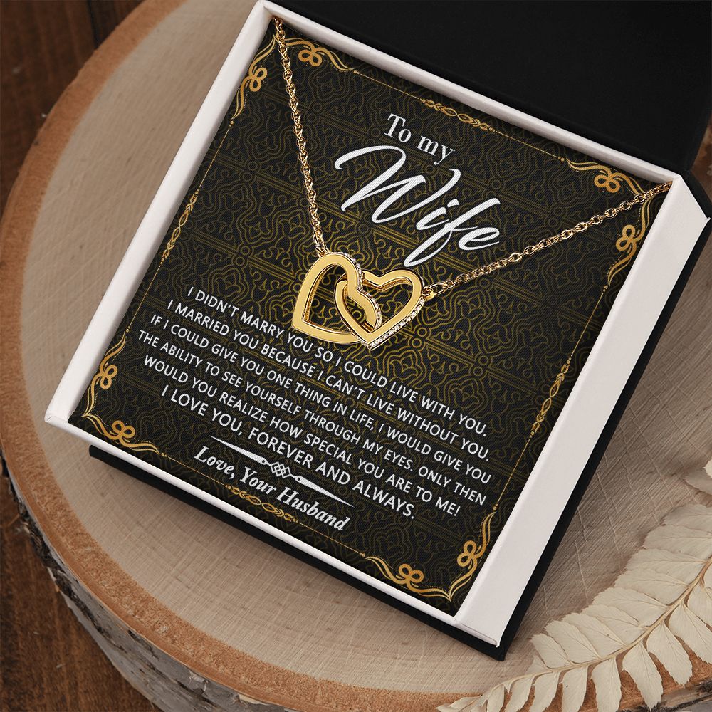 Birthday Gifts For Wife, Necklace Gifts For Wife From Husband, To My Wife Jewelry For Women , To My Wife Necklace  from Husband Wedding Anniversary Present For Wife, Beautiful Wife Jewelry Christmas25 Interlocking Hearts Necklace