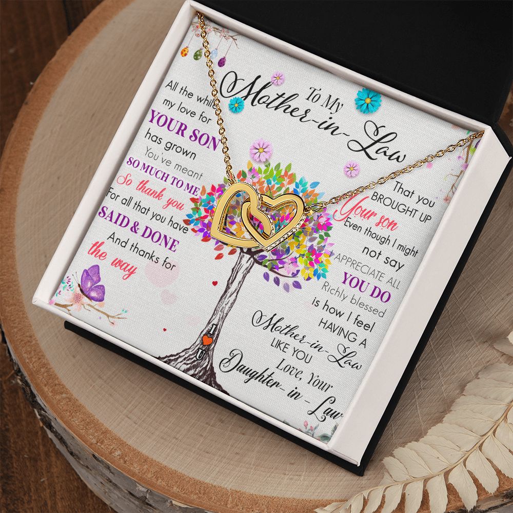 Mother in Law Necklace, Jewelry for Women, Future Mother in Law Gifts from Daughter in Law, Mother of Bride Gifts For Mother in Law, Birthday Gifts For Mother In Law From Daughter In Law72323 Interlocking Hearts Necklace