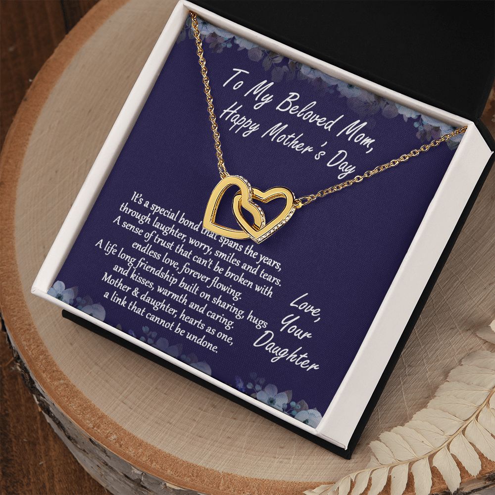 Mom Necklace Gifts for Mom from Daughter to Mom Gifts for Mothers Day from Daughter, To My Mom Necklace from Daughter to Mom Birthday Gifts Necklace with Message Card and Gift Box2232 Interlocking Hearts Necklace