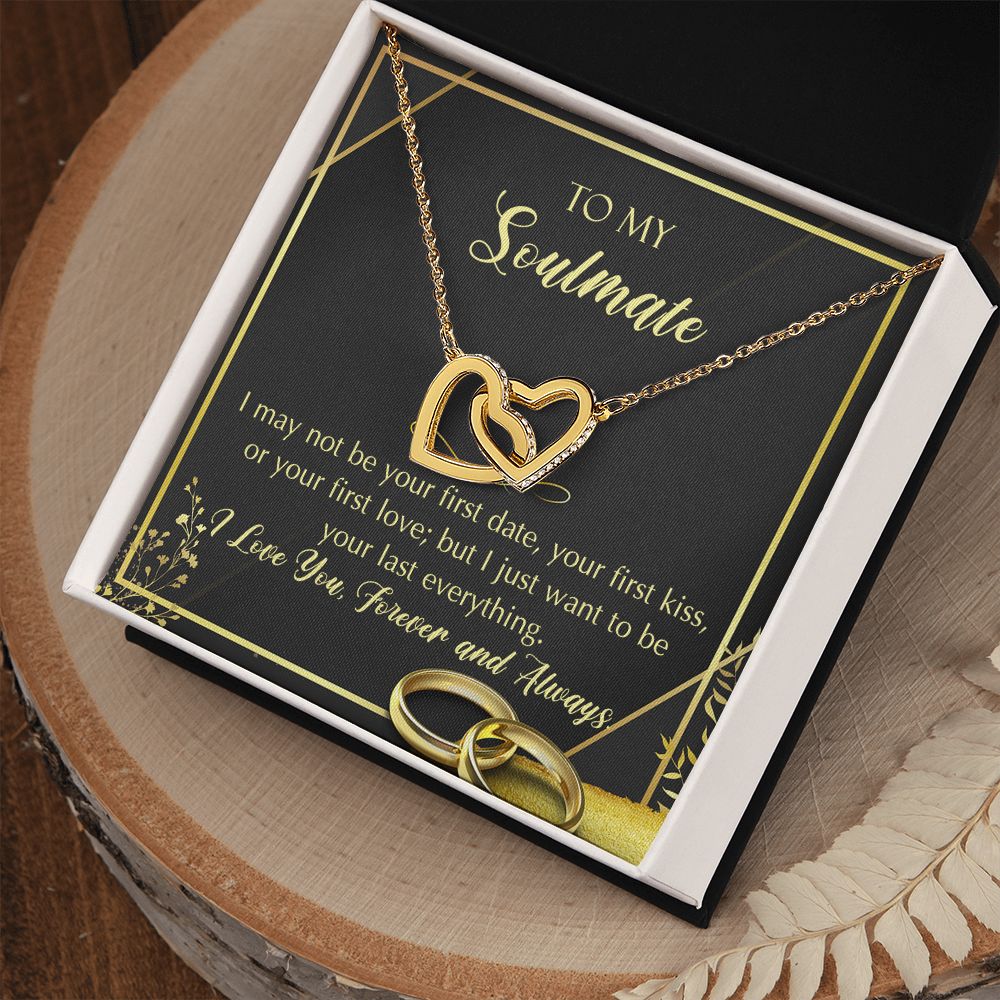 To My Soulmate Necklace for Women Birthday Christmas Jewelry Gifts For My Wife with Message Card Box Personalized Gift Present Pendant for Future Wife Soulmate Girlfriend Love 28 Interlocking Hearts Necklace