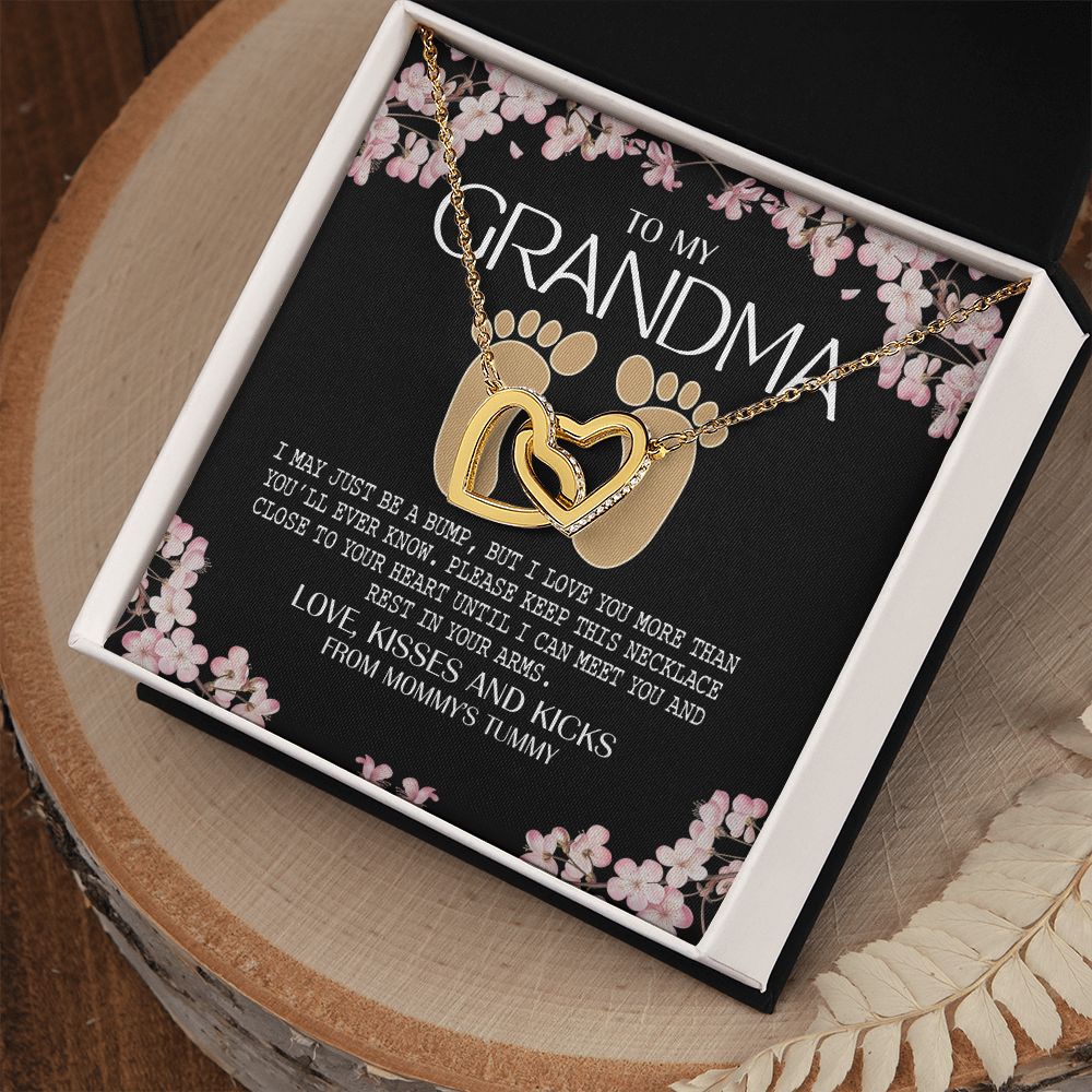 To My Grandma Necklace, Gift for Grandmother Necklace, Mothers Day Gift For Grandma Nana, Grandma Jewelry From Grandchildren GrandKids , Jewelry Box Gift For Grandma Grandmother16 Interlocking Hearts Necklace