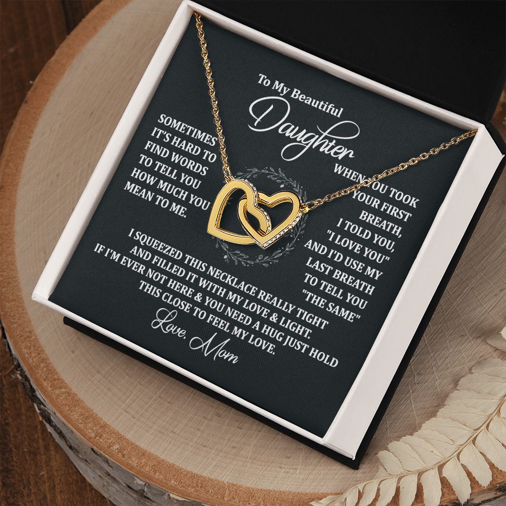 Mother Daughter Gift Ideas, To My Daughter Gift Necklace from Mom, Jewelry Pendant Present for Daughter, Birthday Christmas Gift Graduation Gifts for Daughters, Mother and Daughter Necklace 2135 Interlocking Hearts Necklace