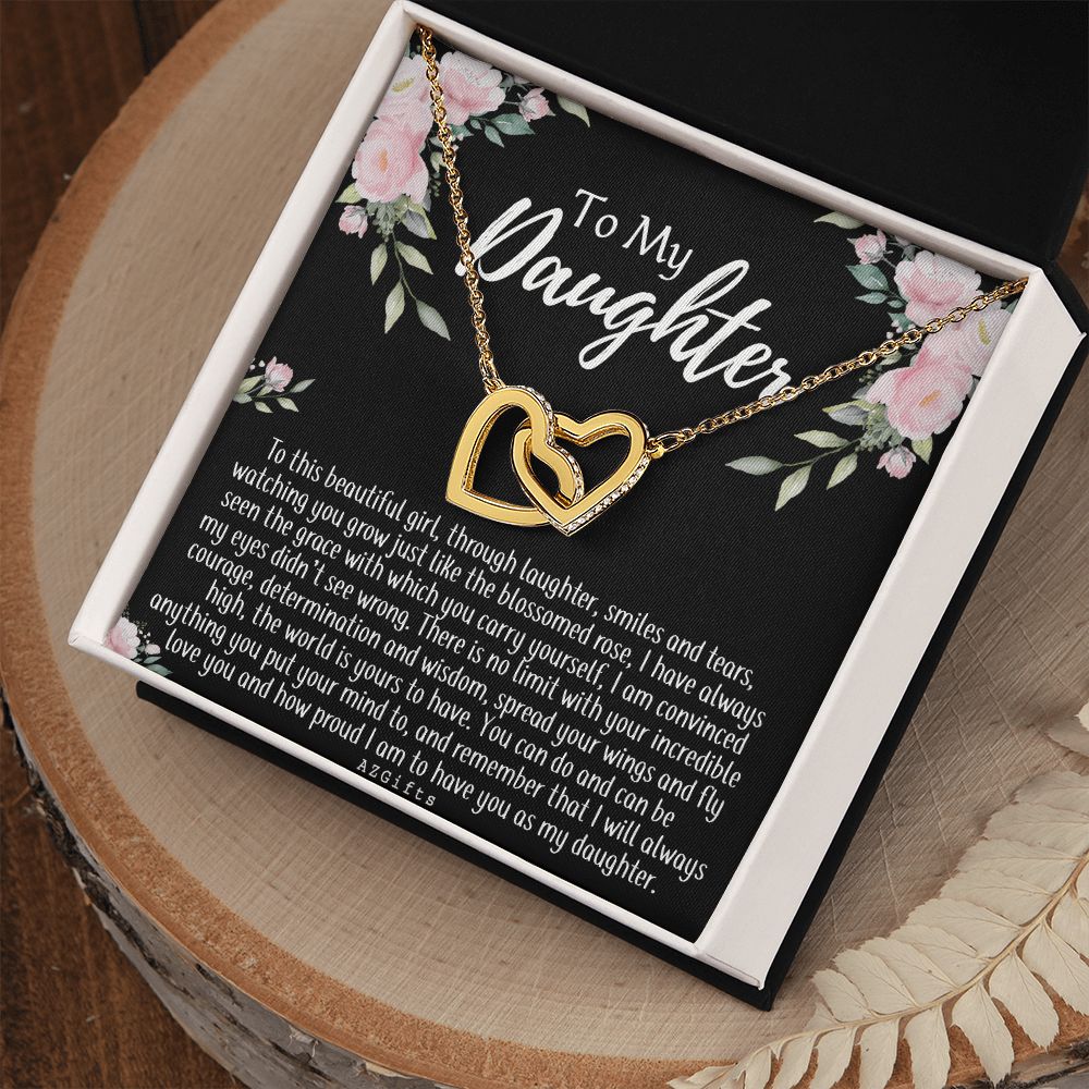 To My Daughter Gift Necklace from Mom, Mother and Daughter Necklace for Girls, Mother Daughter Gift Ideas, Jewelry Pendant For Her Interlocking Hearts Necklace