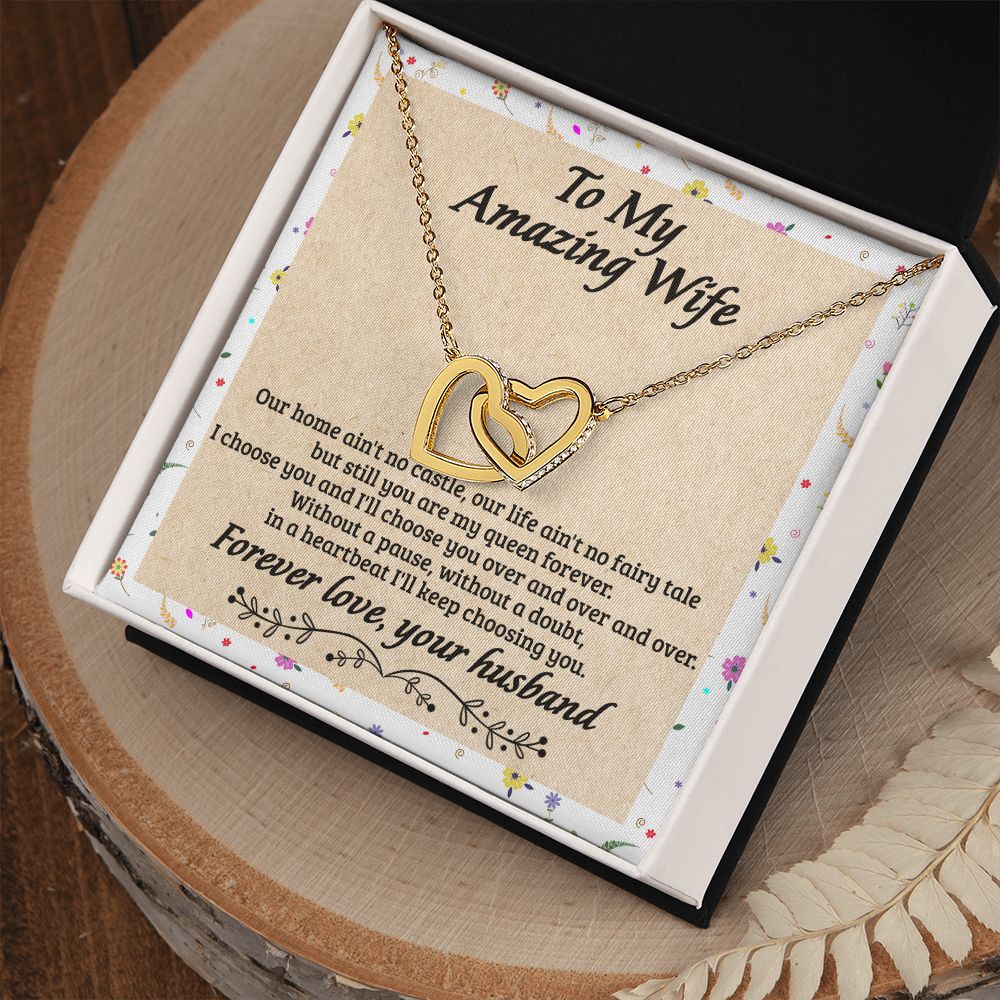 Birthday Gifts For Wife, Necklace Gifts For Wife From Husband, To My Wife Jewelry For Women , To My Wife Necklace  from Husband Wedding Anniversary Present For Wife, Beautiful Wife Jewelry Christmas18 Interlocking Hearts Necklace