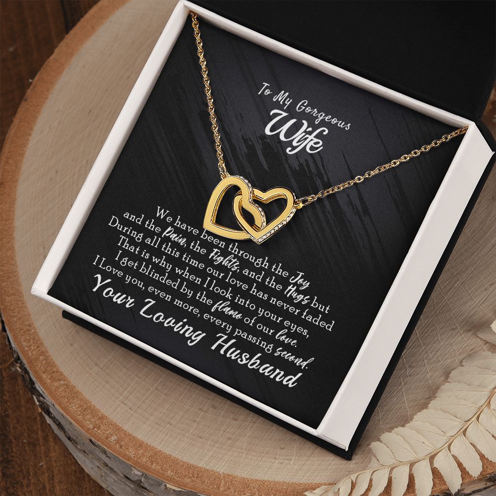 To My Wife Necklace from Husband, Personalized Necklace for Women, Luxury Necklace for Wife from Man Men, Wedding Anniversary Present For Wife, Beautiful Wife Jewelry Christmas Birthday Gift For Wife14 Interlocking Hearts Necklace